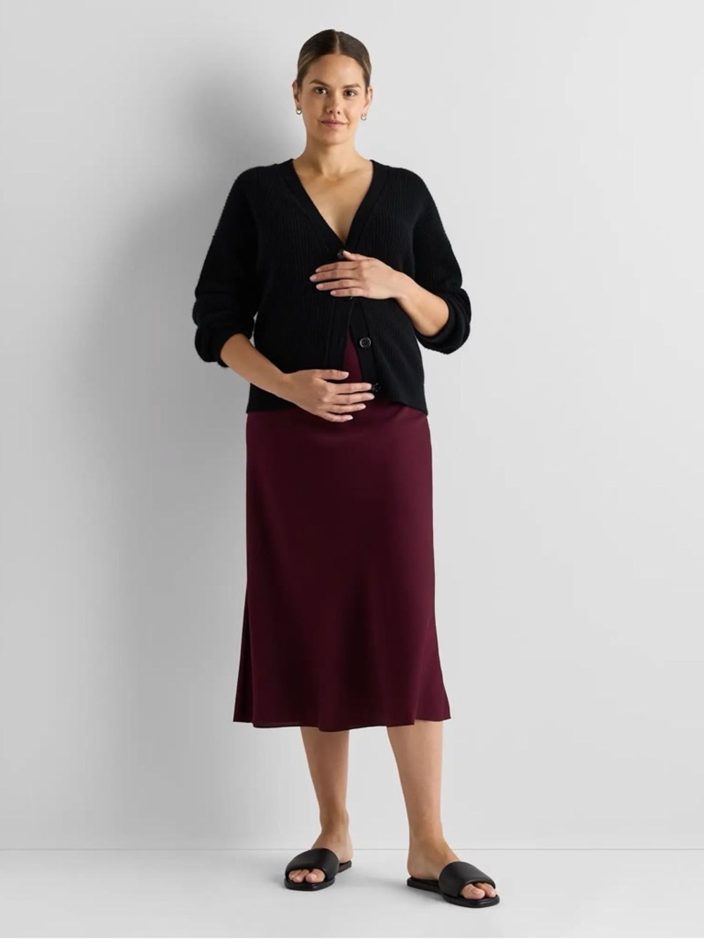 Quince Washable Stretch Silk Maternity Skirt